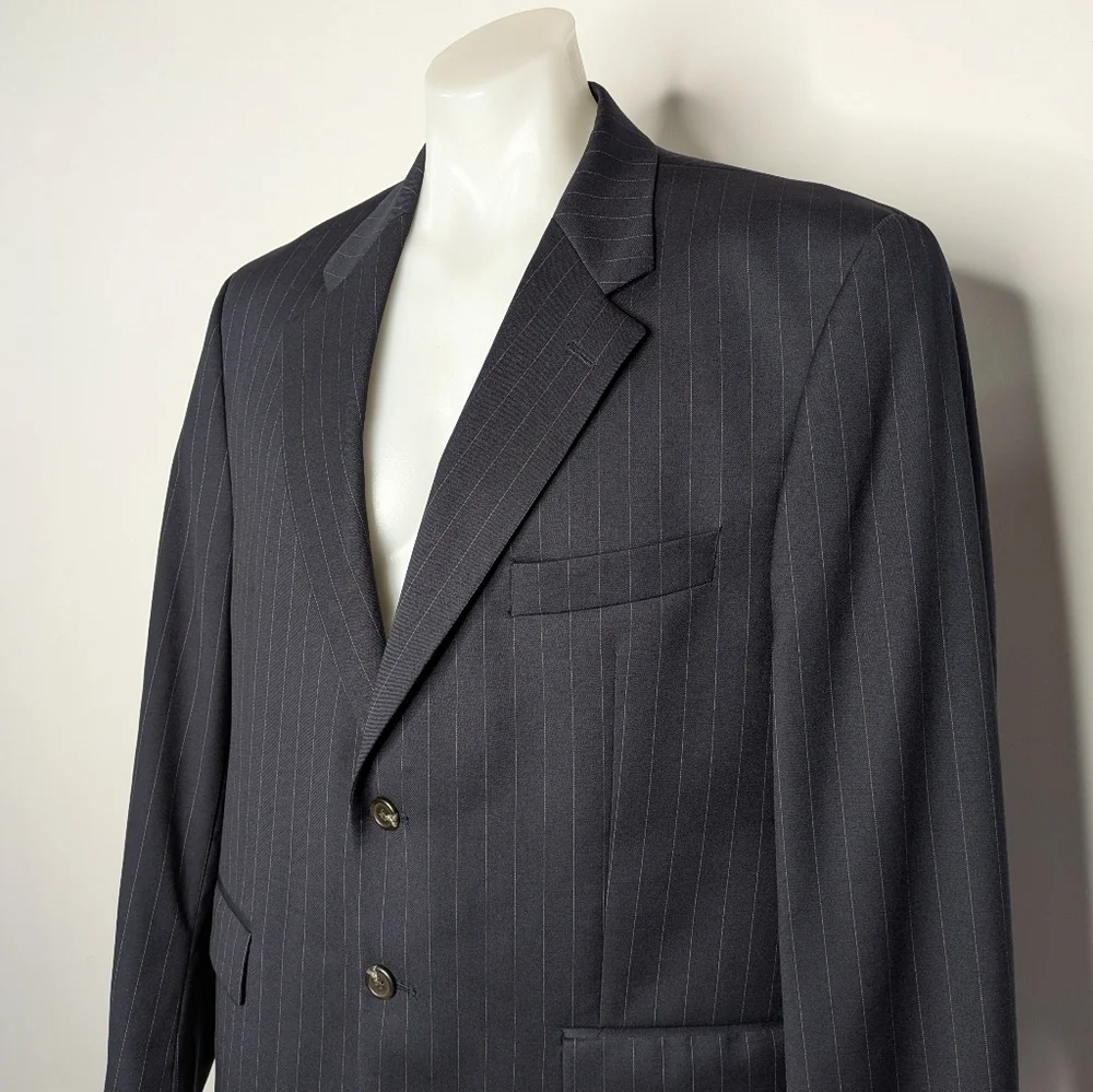 Lauren Ralph Lauren Blue White Pinstripe Wool Suit Jacket Blazer L